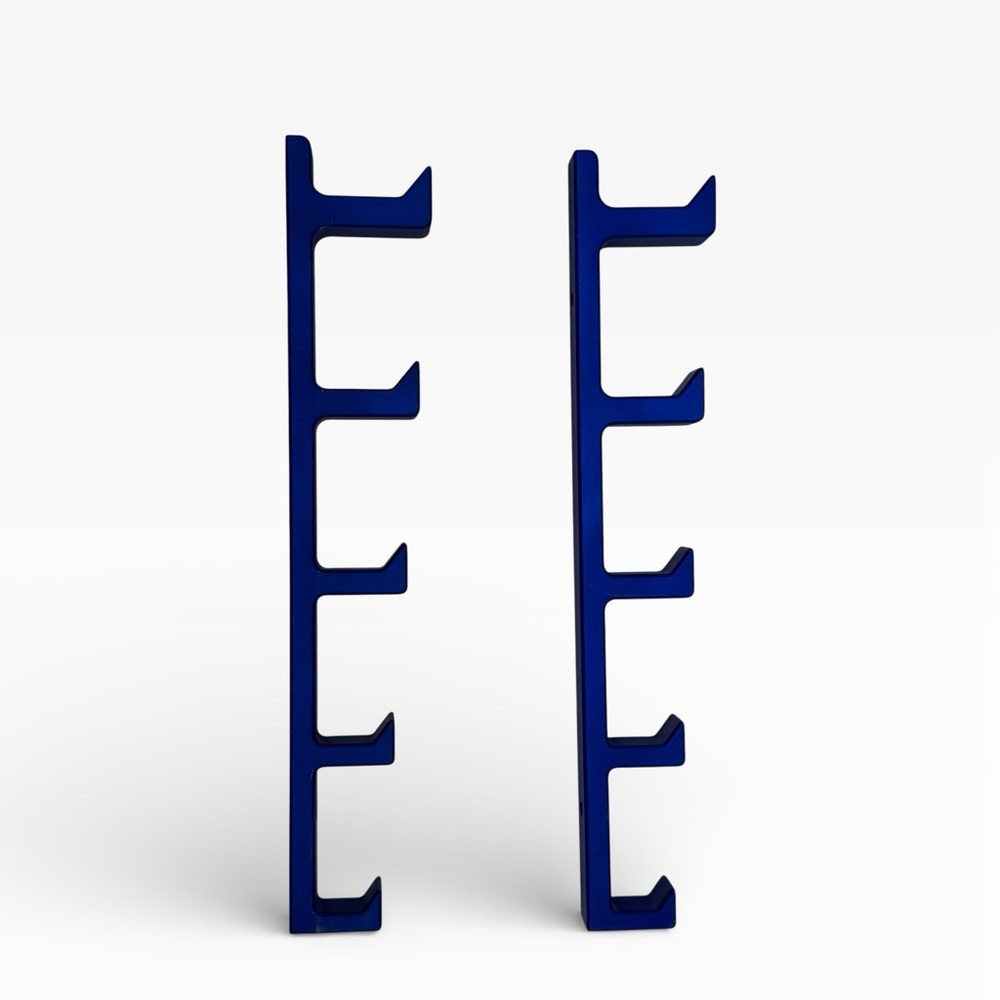 Two Wall Rack Hooks Blue Cast Iron